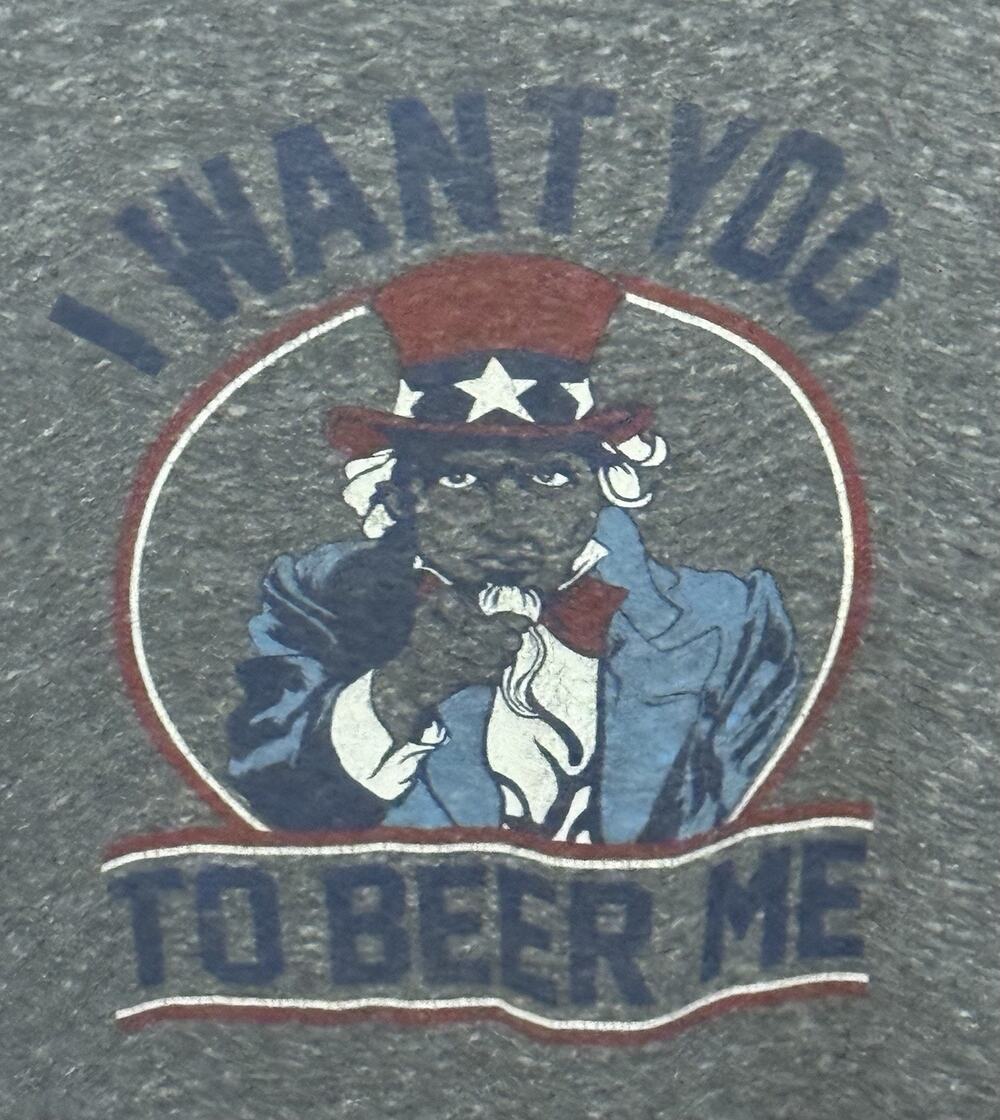 Tipsy Elves Uncle Sam I Want You To Beer Me Gray Tank Top XL